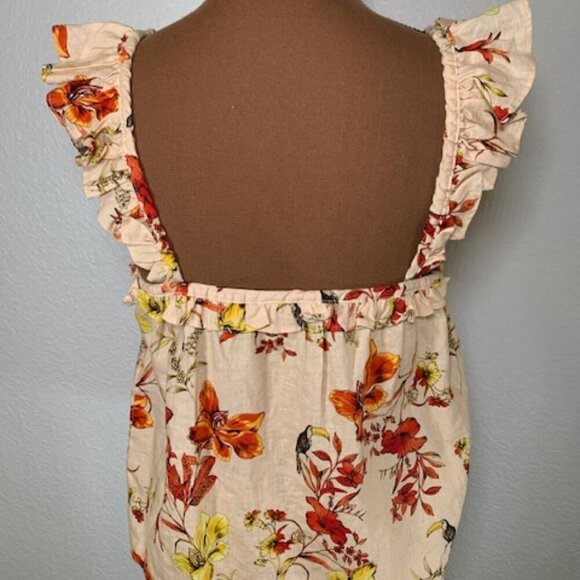 Evereve Floral Ruffle Tank Top - Cream, Red, Yellow - Picture 5 of 5